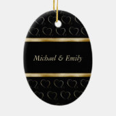 Trendy schattige luxe zwarte/gouden olifant uit li keramisch ornament (Achterkant)