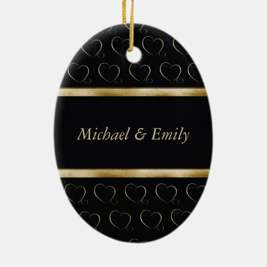 Trendy schattige luxe zwarte/gouden olifant uit li keramisch ornament (Achterkant)