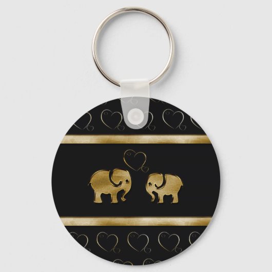 Trendy schattige luxe zwarte/gouden olifant uit li sleutelhanger (Voorkant)