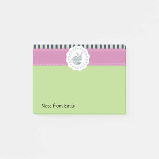 Trendy schattige paas cartoon grappig konijn post-it® notes (Voorkant)
