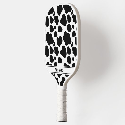 Trendy Schattige Plezier Zwart & Wit Koe Patroon A Pickleball Paddle (Links)