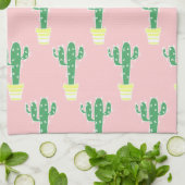 Trendy Schattige Potten Cactus & Roze Theedoek (Gevouwen)