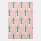 Trendy Schattige Potten Cactus & Roze Theedoek (Verticaal)