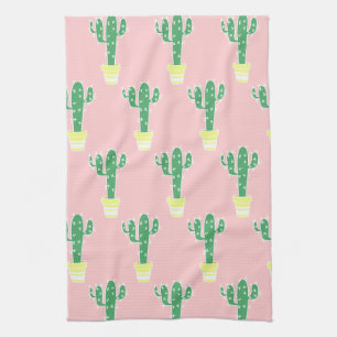 Trendy Schattige Potten Cactus & Roze Theedoek