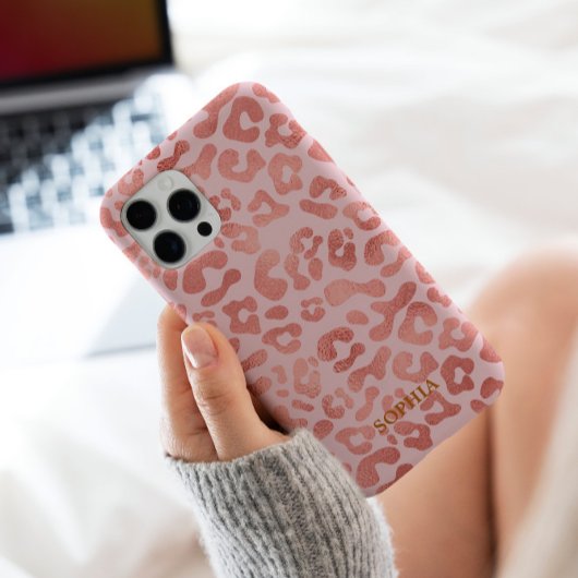 Trendy Schattige roze luipaardpatroon gepersonalis Case-Mate iPhone Case