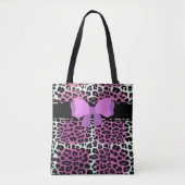Trendy Schattige Roze Zwart Wit Luipaard gepersona Tote Bag (Voorkant)