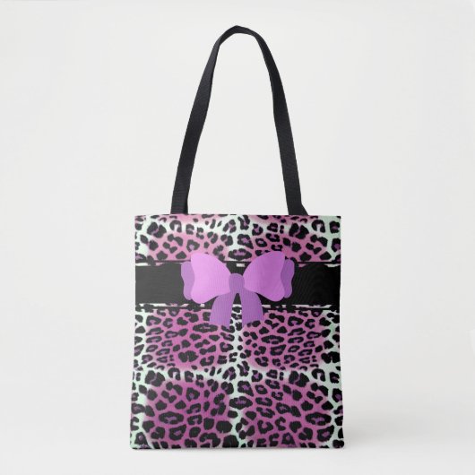 Trendy Schattige Roze Zwart Wit Luipaard gepersona Tote Bag (Voorkant)