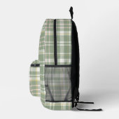 Trendy Schattige Sage Green Plaid Monogram Initial Bedrukte Rugzak (Rechts)