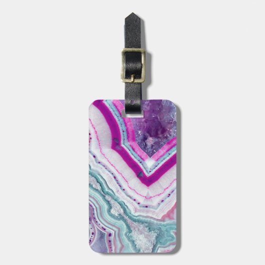 Trendy Schattigee Agaat Geode Bagagelabel (Voorkant verticaal)