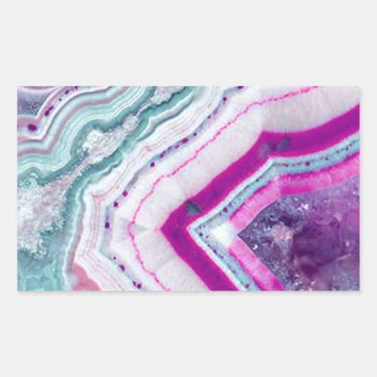Trendy Schattigee Agaat Geode Rechthoekige Sticker (Voorkant)