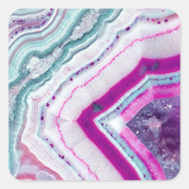 Trendy Schattigee Agaat Geode Vierkante Sticker