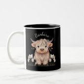 Trendy Schattigee Boho Highland Koe Tweekleurige Koffiemok (Links)