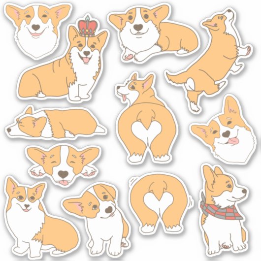 Trendy Schattigee Corgi Dog Illustraties Sticker (Voorkant)