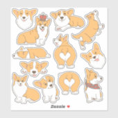Trendy Schattigee Corgi Dog Illustraties Sticker (Vel)
