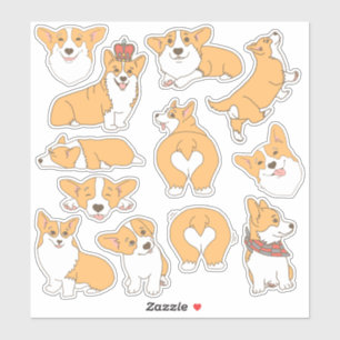 Trendy Schattigee Corgi Dog Illustraties Sticker