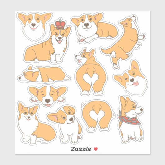Trendy Schattigee Corgi Dog Illustraties Sticker (Vel)