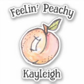 Trendy Schattigee Feelin Peachy Peach Naam Modern Sticker (Voorkant)