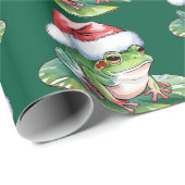 Trendy Schattigee Frog Santa Hat Christmas Cadeaupapier (Rol Hoek)
