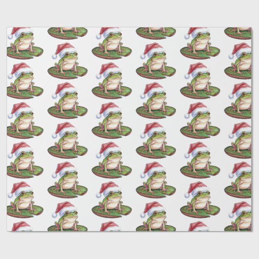 Trendy Schattigee Frog Santa Hat Christmas Cadeaupapier (Vlak)