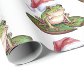 Trendy Schattigee Frog Santa Hat Christmas Cadeaupapier (Rol Hoek)