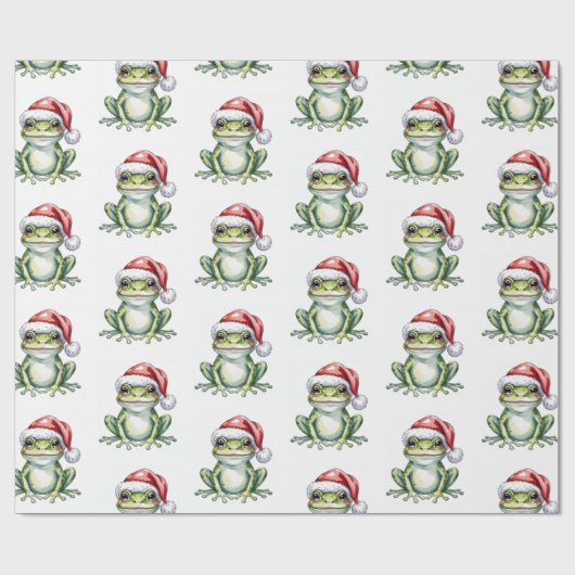 Trendy Schattigee Frog Santa Hat Christmas Cadeaupapier (Vlak)