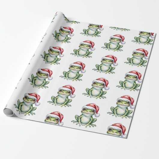Trendy Schattigee Frog Santa Hat Christmas Cadeaupapier (Uitgerold)