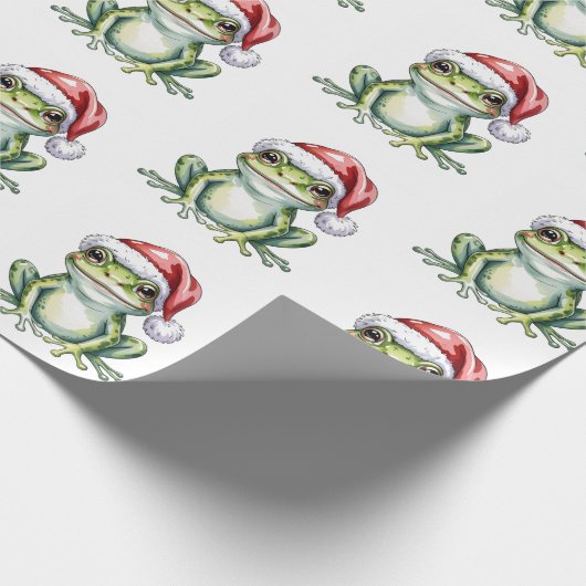 Trendy Schattigee Frog Santa Hat Christmas Cadeaupapier (Hoek)