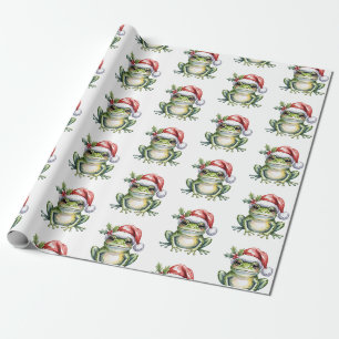 Trendy Schattigee Frog Santa Hat Christmas Cadeaupapier