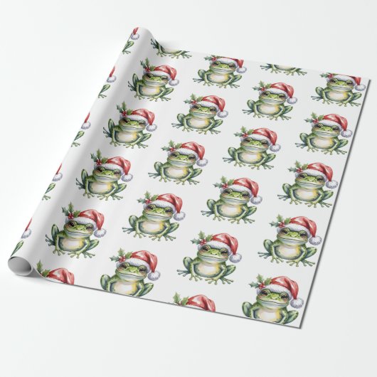 Trendy Schattigee Frog Santa Hat Christmas Cadeaupapier (Uitgerold)