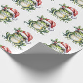 Trendy Schattigee Frog Santa Hat Christmas Cadeaupapier (Hoek)