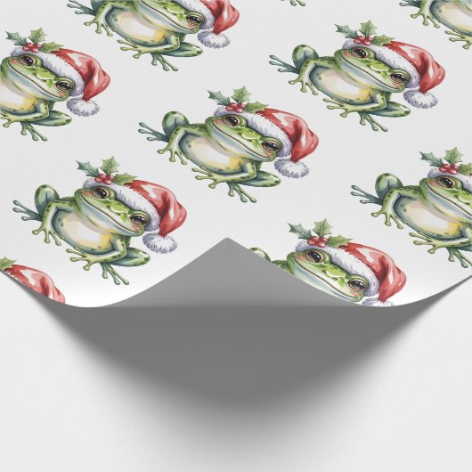 Trendy Schattigee Frog Santa Hat Christmas Cadeaupapier (Hoek)