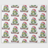 Trendy Schattigee Frog Santa Hat Christmas Cadeaupapier (Vlak)