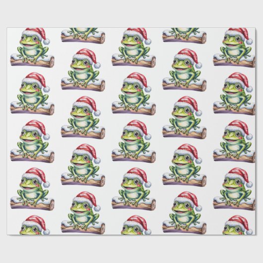 Trendy Schattigee Frog Santa Hat Christmas Cadeaupapier (Vlak)
