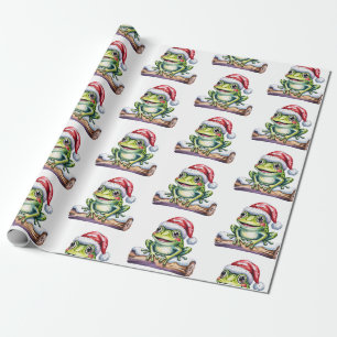 Trendy Schattigee Frog Santa Hat Christmas Cadeaupapier