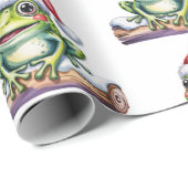 Trendy Schattigee Frog Santa Hat Christmas Cadeaupapier (Rol Hoek)