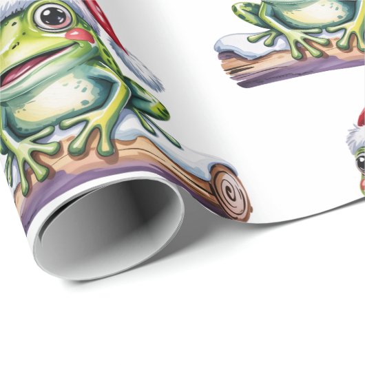 Trendy Schattigee Frog Santa Hat Christmas Cadeaupapier (Rol Hoek)