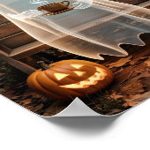 Trendy Schattigee geest met koffie in het bos Poster (Hoek)