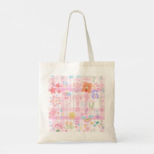 Trendy Schattigee Girly Doodle Canvas tas (Achterkant)