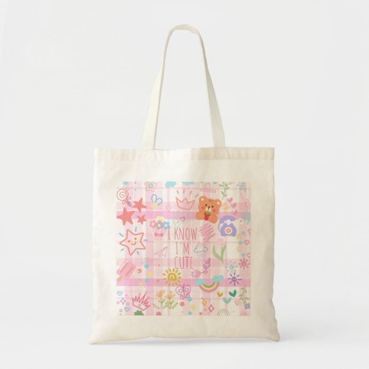 Trendy Schattigee Girly Doodle Canvas tas (Voorkant)