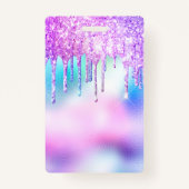 Trendy Schattigee Holografische Glitter Drips Mede Badge (Achterkant)