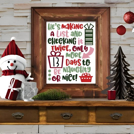 Trendy Schattigee kerst Countdown Typography Quote Poster