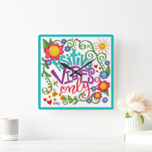 Trendy Schattigee Kinder Unieke Positieve Vibes In Vierkante Klok