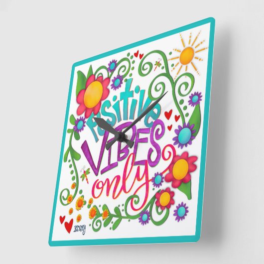 Trendy Schattigee Kinder Unieke Positieve Vibes In Vierkante Klok (Hoek)