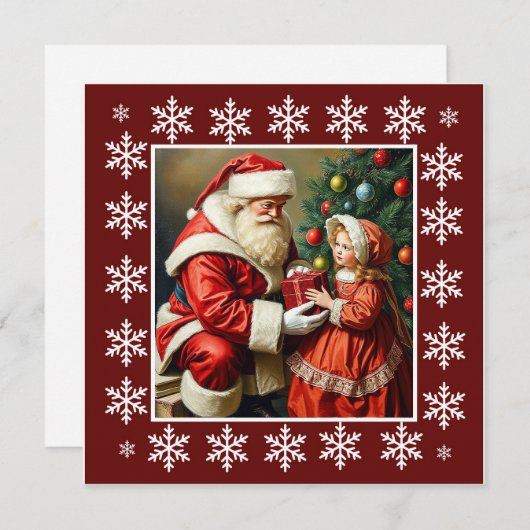 Trendy Schattigee kleurrijke rustieke kerstman Feestdagenkaart (Voorkant / Achterkant)