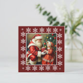 Trendy Schattigee kleurrijke rustieke kerstman Feestdagenkaart (Staand voorkant)