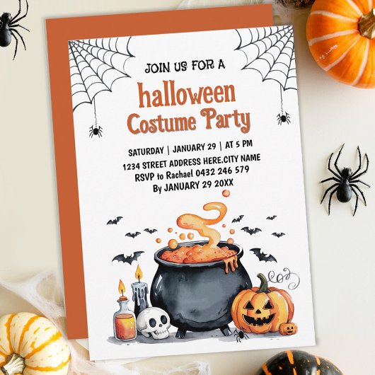 Trendy Schattigee Kostuum Halloween Party Invitati Kaart