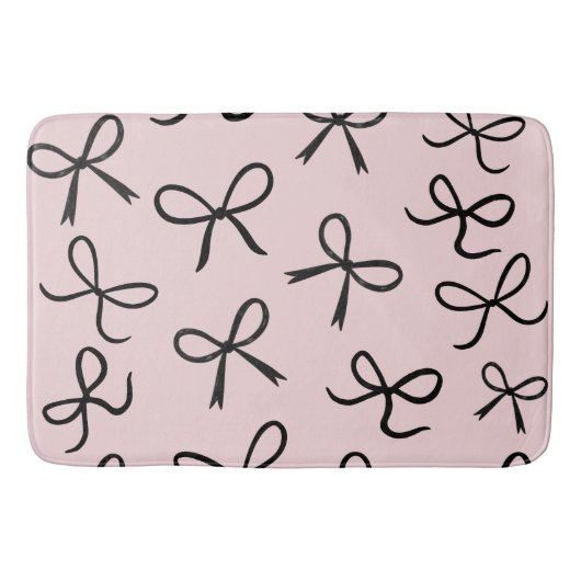 Trendy Schattigee Little Black Bows Pink Badmat (Voorkant)
