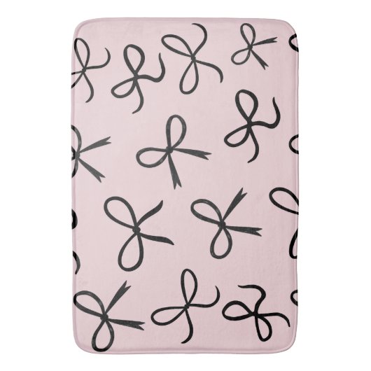 Trendy Schattigee Little Black Bows Pink Badmat (Voorkant Verticaal)