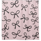 Trendy Schattigee Little Black Bows Pink Douchegordijn (Voorkant)
