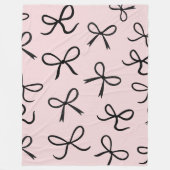 Trendy Schattigee Little Black Bows Pink Fleece Deken (Voorkant)